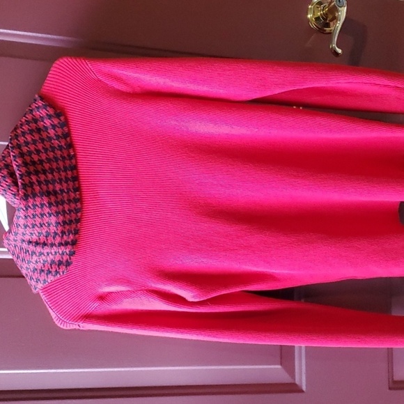 Lauren Ralph Lauren red rib turtleneck Green label & Cashmere houndstooth Scarf - Picture 7 of 9